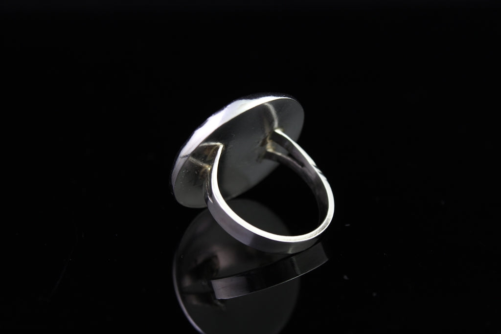 Abstract Circle Ring, Cloisonné Enamel Ring, Size 5.5
