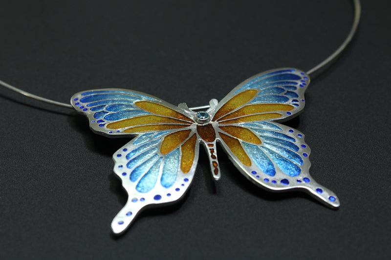 Butterfly, Champlevé Enamel Pendant