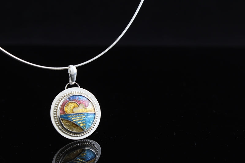 Sunset Cloisonné Enamel Pendant