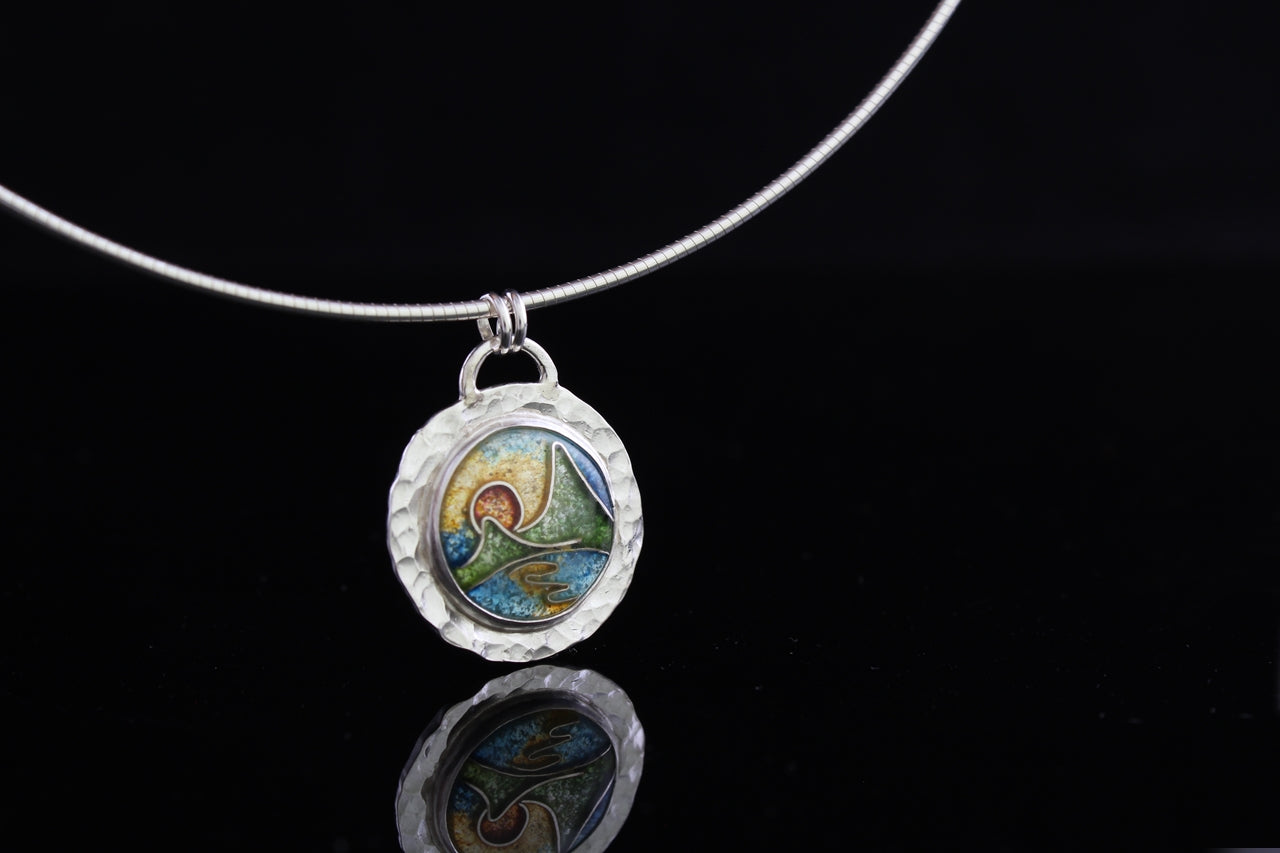 Sunset Cloisonné Enamel Pendant