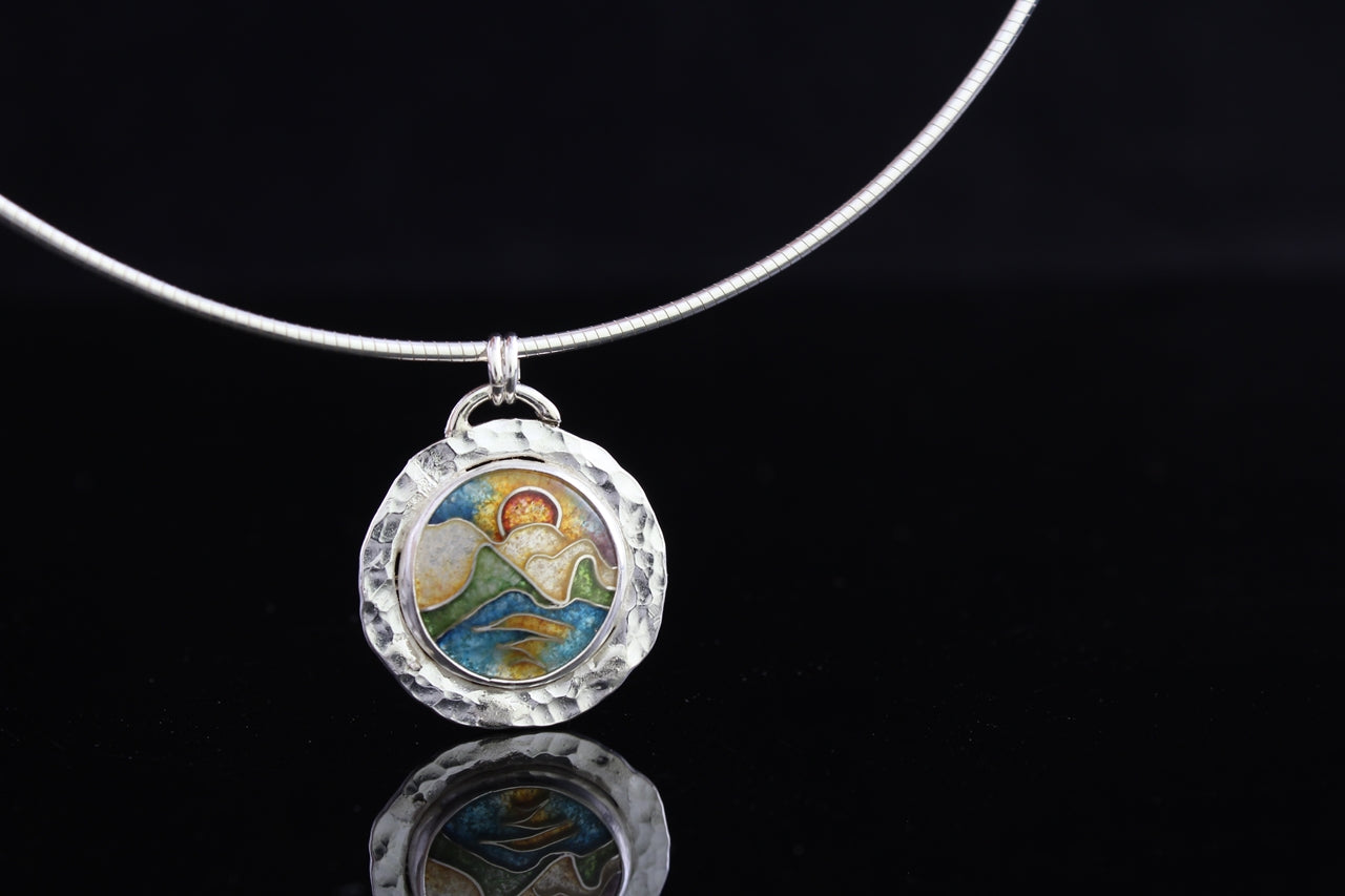 Sunset Cloisonné Enamel Pendant