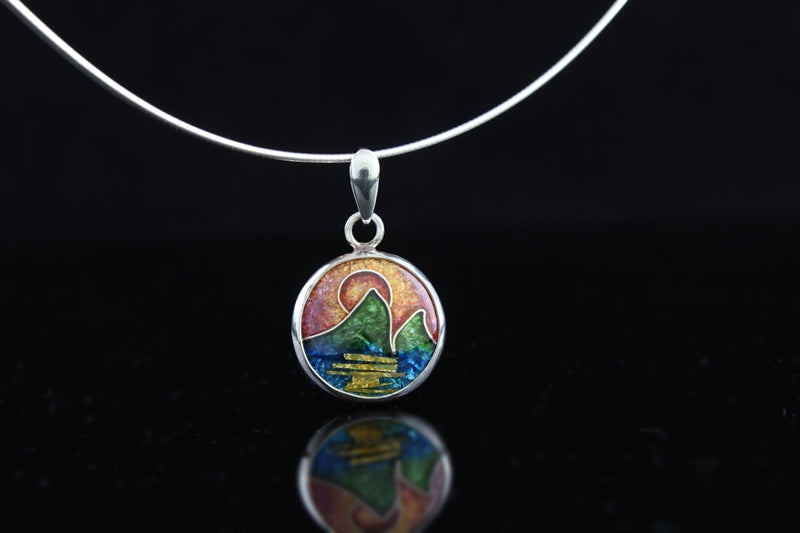 Sunset Cloisonné Enamel Pendant