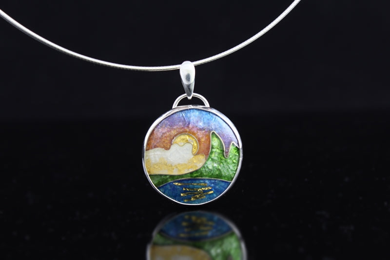 Sunset Cloisonné Enamel Pendant