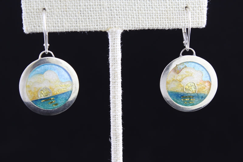 Sunset Dangle, Cloisonné Enamel Earrings