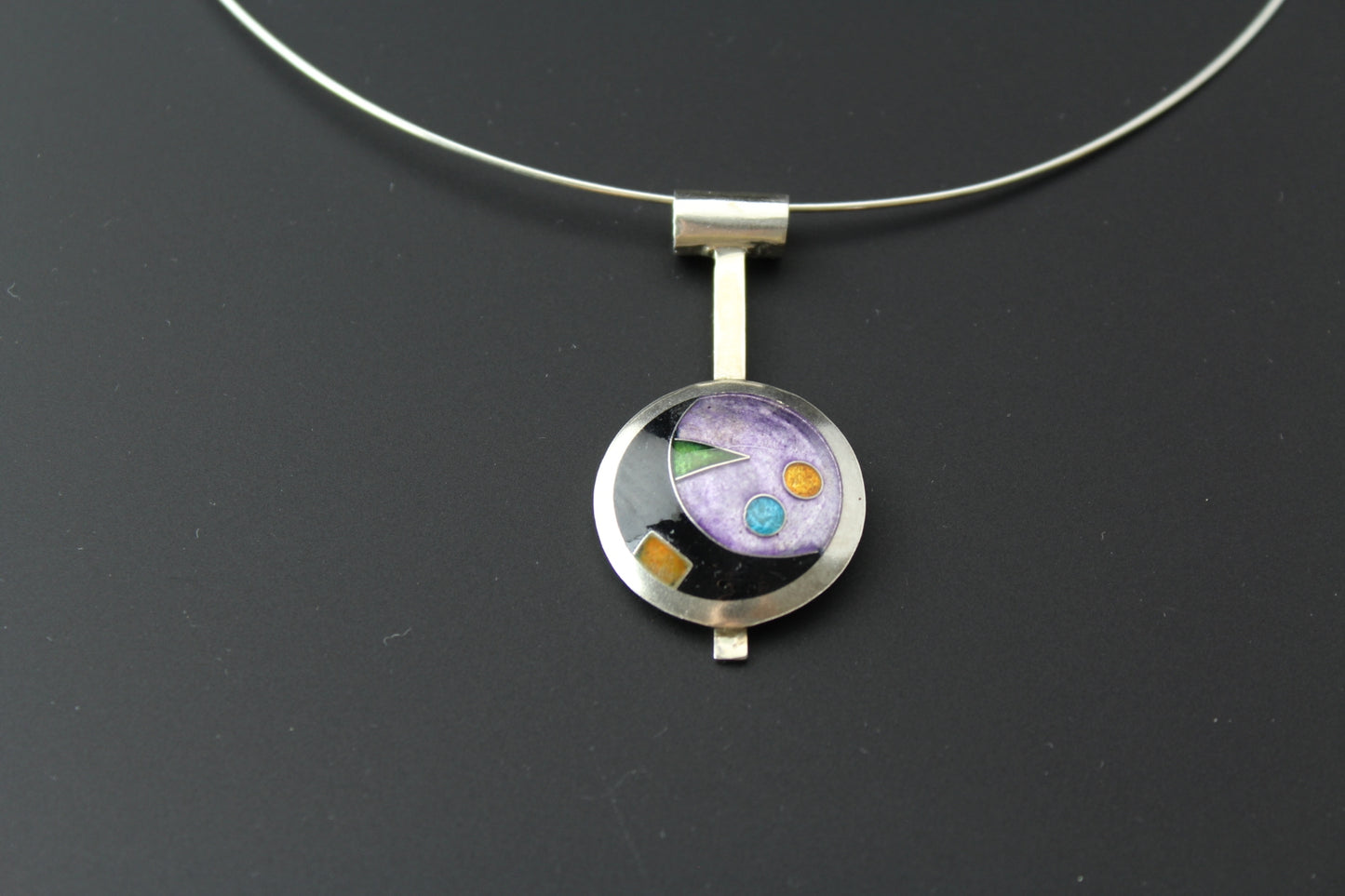 Abstract Circle Cloisonné Enamel Dangle Pendant