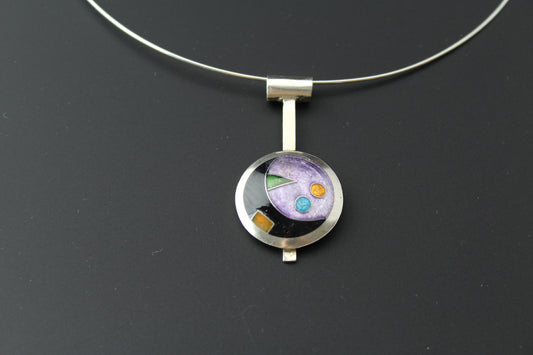 Abstract Circle Cloisonné Enamel Dangle Pendant