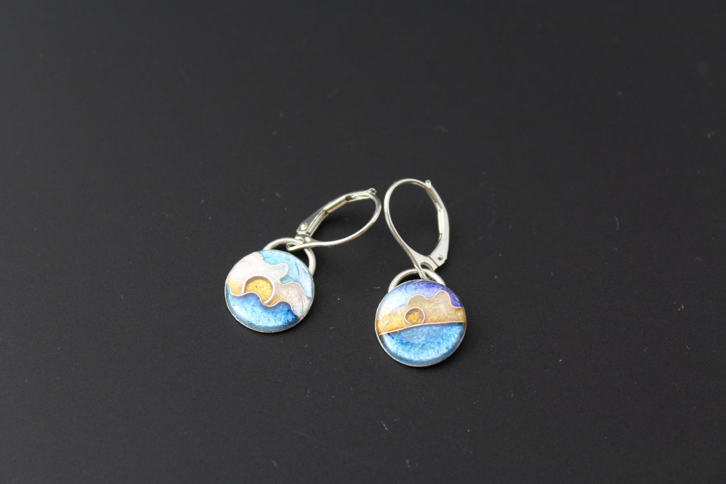 Sunset Dangle Cloisonné Enamel Earrings