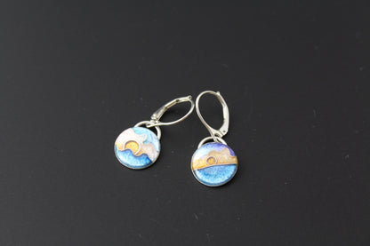Sunset Dangle Cloisonné Enamel Earrings