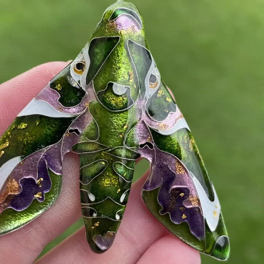 Moth Cloisonné Enamel Pendant & Brooch