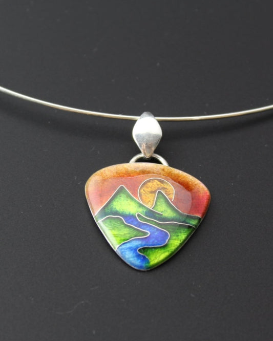 Sunset Cloisonné Enamel Pendant