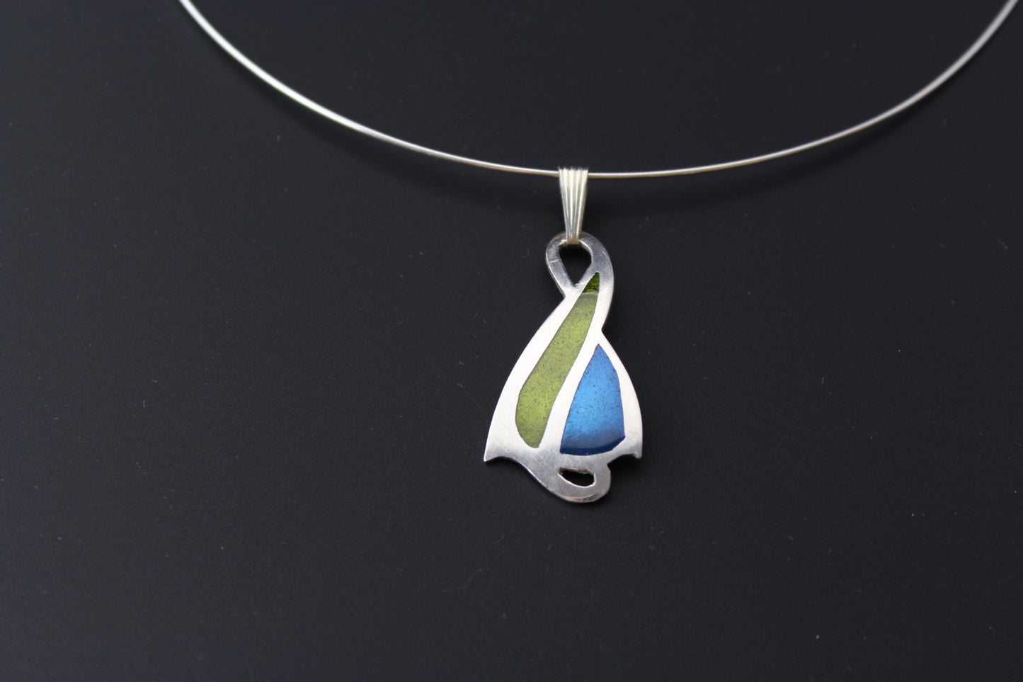 Abstract Champlevé Enamel Pendant