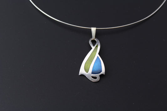 Abstract Champlevé Enamel Pendant