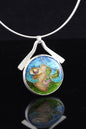 Ersela, Cloisonné Enamel Pendant, circle pendant with dangle bail