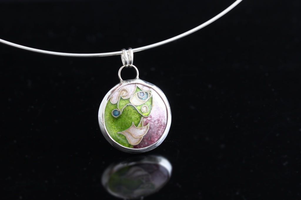 Greggory, Cloisonné Enamel Pendant, .75" Circle