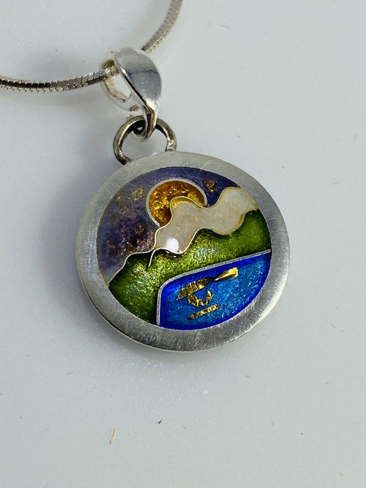 Sunset Champlevé & Cloisonné Enamel Pendant