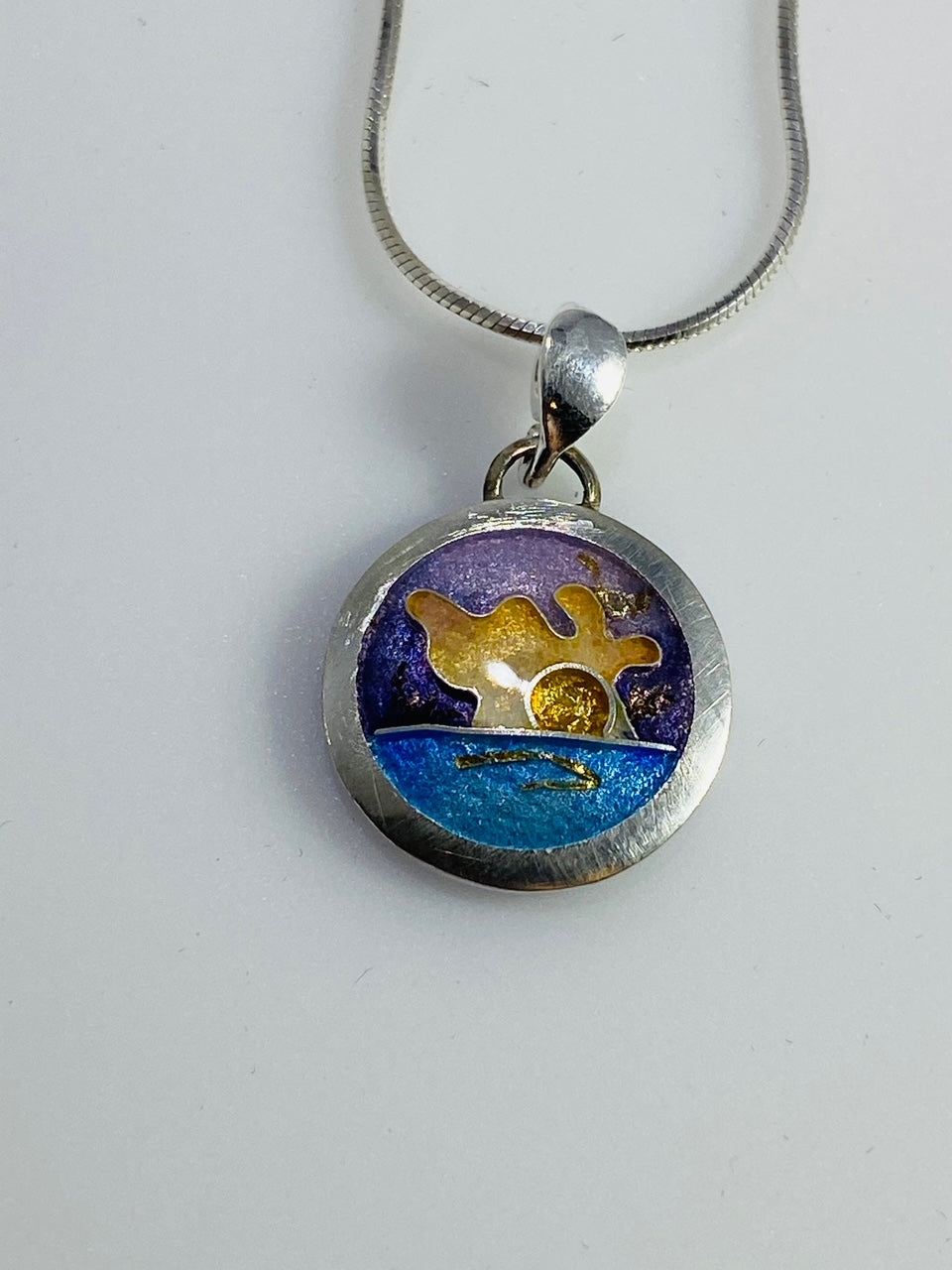 Sunset Champlevé & Cloisonné Enamel Pendant