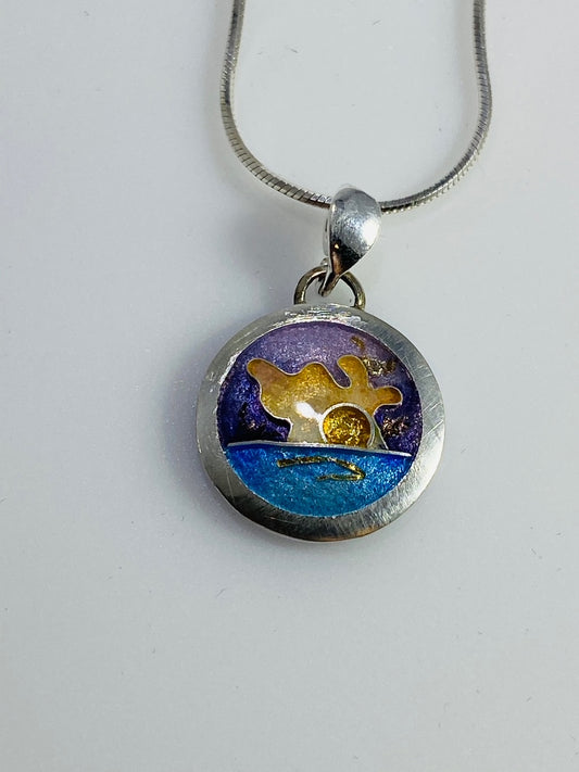 Sunset Champlevé & Cloisonné Enamel Pendant