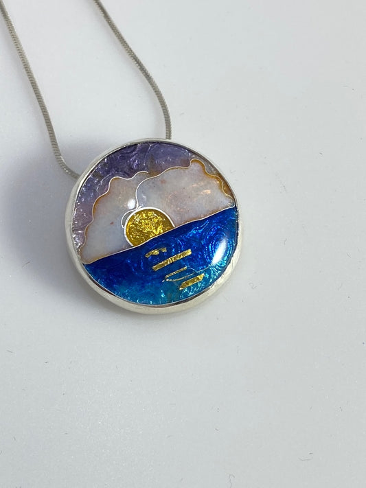 Sunset Cloisonné Enamel Pendant