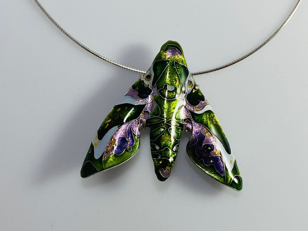 Moth Cloisonné Enamel Pendant & Brooch