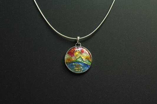 Sunset Cloisonné Enamel Pendant
