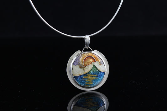 Sunset Cloisonné Enamel Pendant