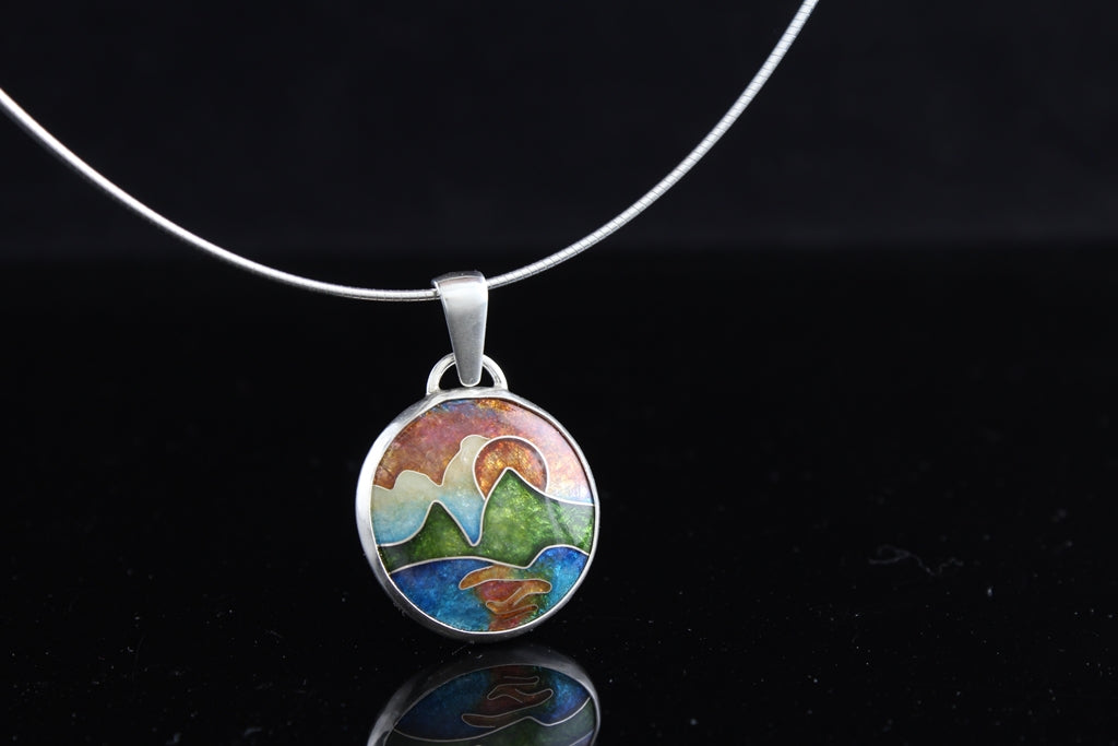 Sunset Cloisonné Enamel Pendant