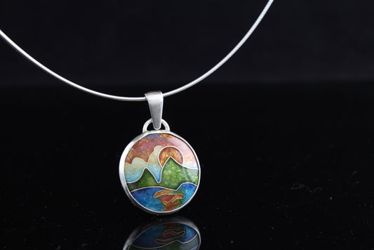 Sunset Cloisonné Enamel Pendant