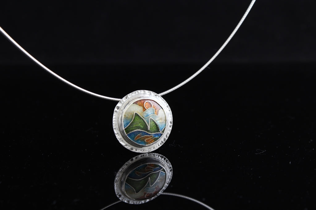 Sunset Cloisonné Enamel Pendant