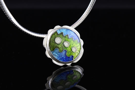 Abstract Circle Cloisonné Enamel Pendant