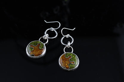 Abstract Dangle, Cloisonné Enamel Earrings