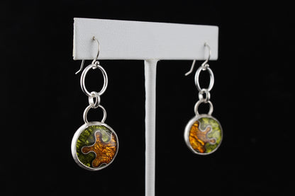 Abstract Dangle, Cloisonné Enamel Earrings