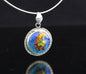Abstract Circle Cloisonné Enamel Pendant with Dangle