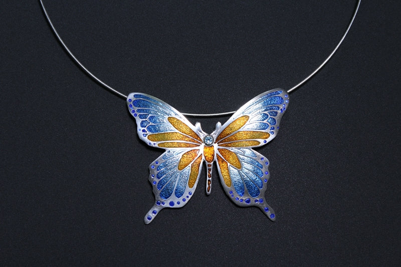 Butterfly, Champlevé Enamel Pendant