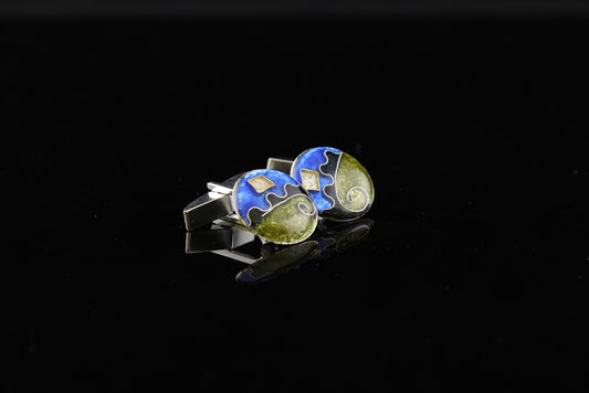 Abstract Cloisonne Enamel Cufflinks