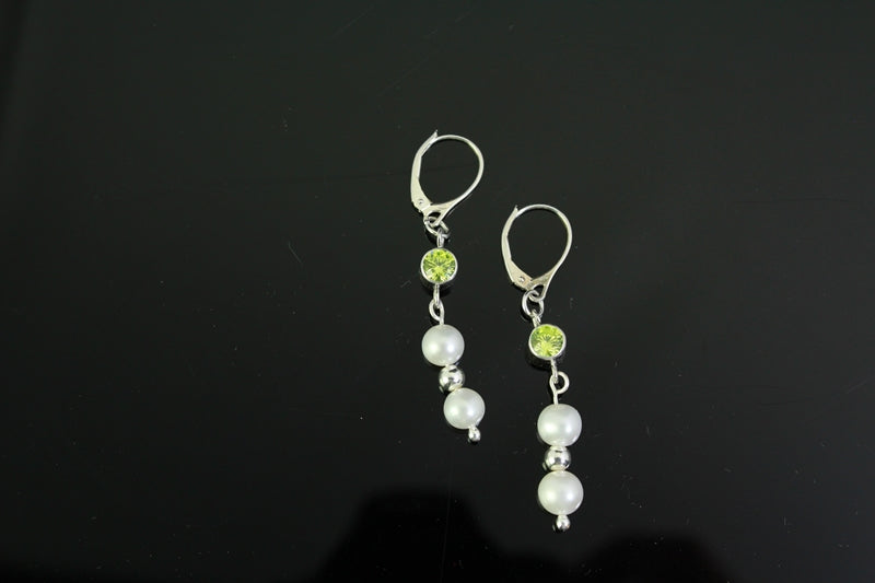 Pearl & Peridot drop earrings