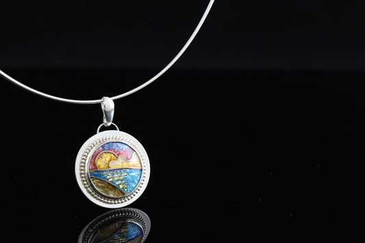 Sunset Cloisonné Enamel Pendant
