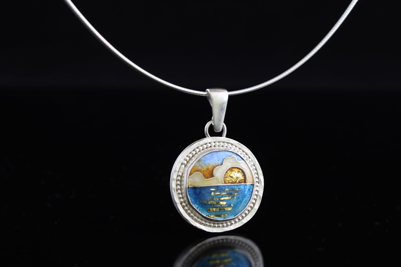 Sunset Cloisonné Enamel Pendant