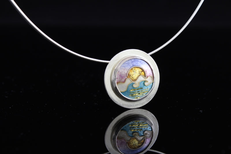 Sunset Cloisonné Enamel Pendant