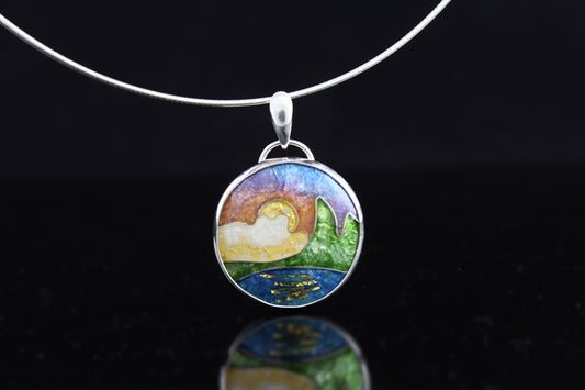 Sunset Cloisonné Enamel Pendant