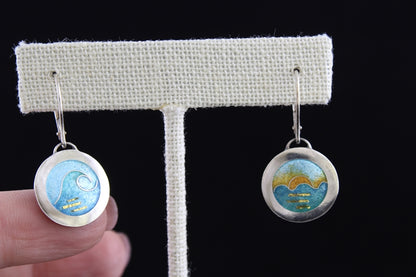 Sunset Dangle, Cloisonné Enamel Earrings