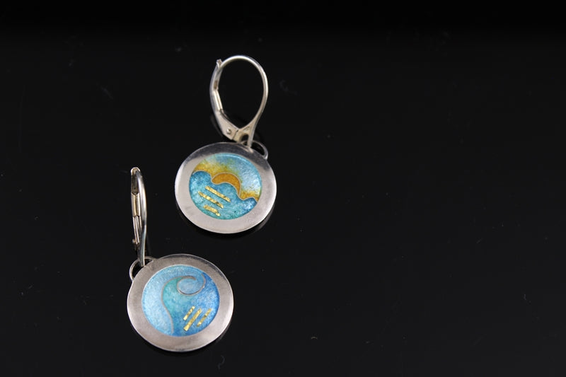 Sunset Dangle, Cloisonné Enamel Earrings