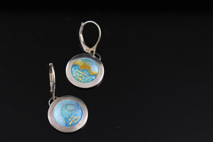 Sunset Dangle, Cloisonné Enamel Earrings